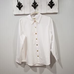 L’Agence White Designer Blouse Gold Statement Buttons NWT Medium